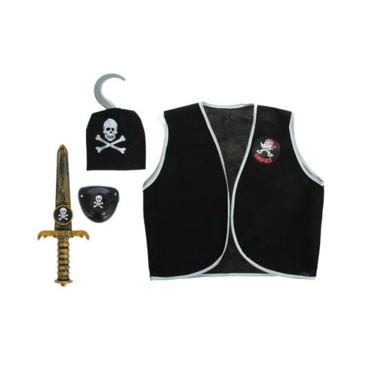 Набор пиратский, материал пластик. В комплекте: жилет пиратский, наглазник, крюк, нож.