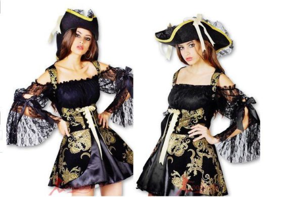 В комплекте костюма Пиратка бархат: платье, жилет, шляпа.