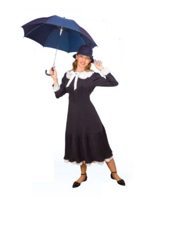 Костюм Мэри Поппинс состоит из платья, зонта и шляпы.