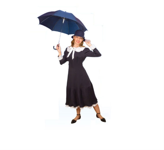 Костюм Мэри Поппинс состоит из платья, зонта и шляпы.
