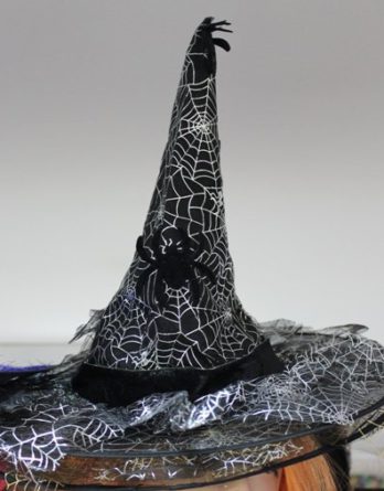 Шляпа Ведьмы черная с серебристой паутинкой.