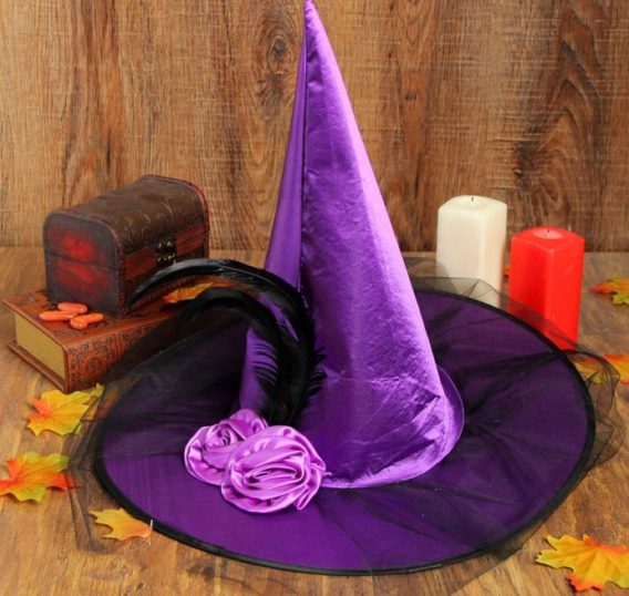шляпа ведьма с фатой сиренев