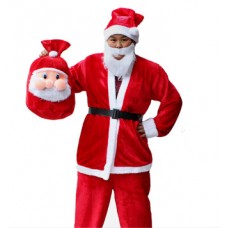 Костюм Санта Клауса. В комплекте штаны, короткая шубка, шапка, пояс, мешок.